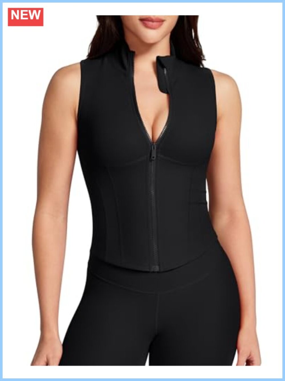 Sleeveless Crop Zip Up Workout Vest Athletic Yoga Tank Top